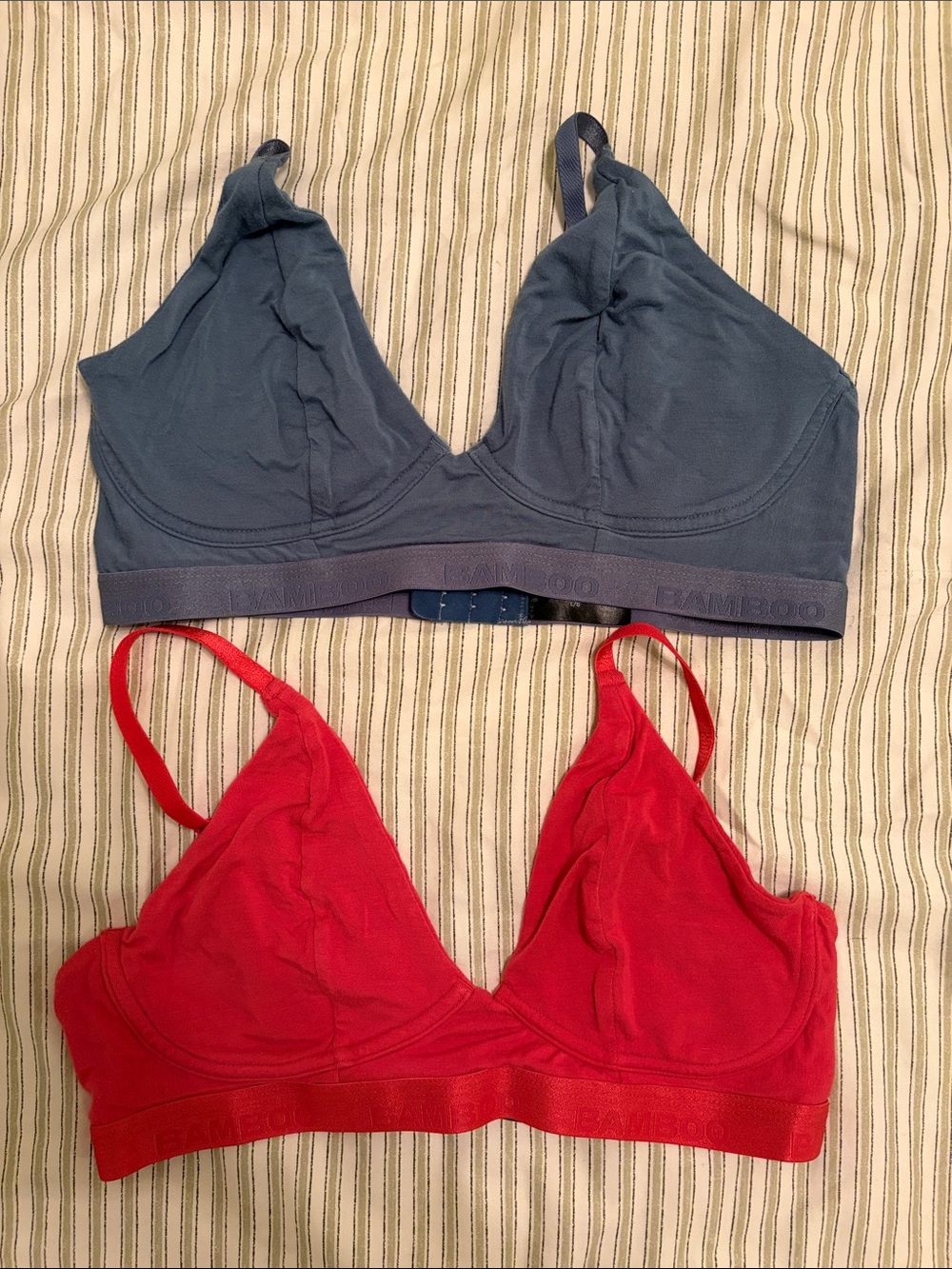 BUNDLE OF 2 BAMBOO Seamless Soft Bralette Duo — Blue and Pink